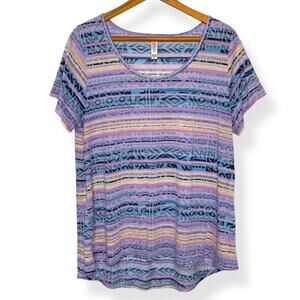 3/$20 Lularoe women's purple striped Aztec short sleeve scoop neck t-shirt XL